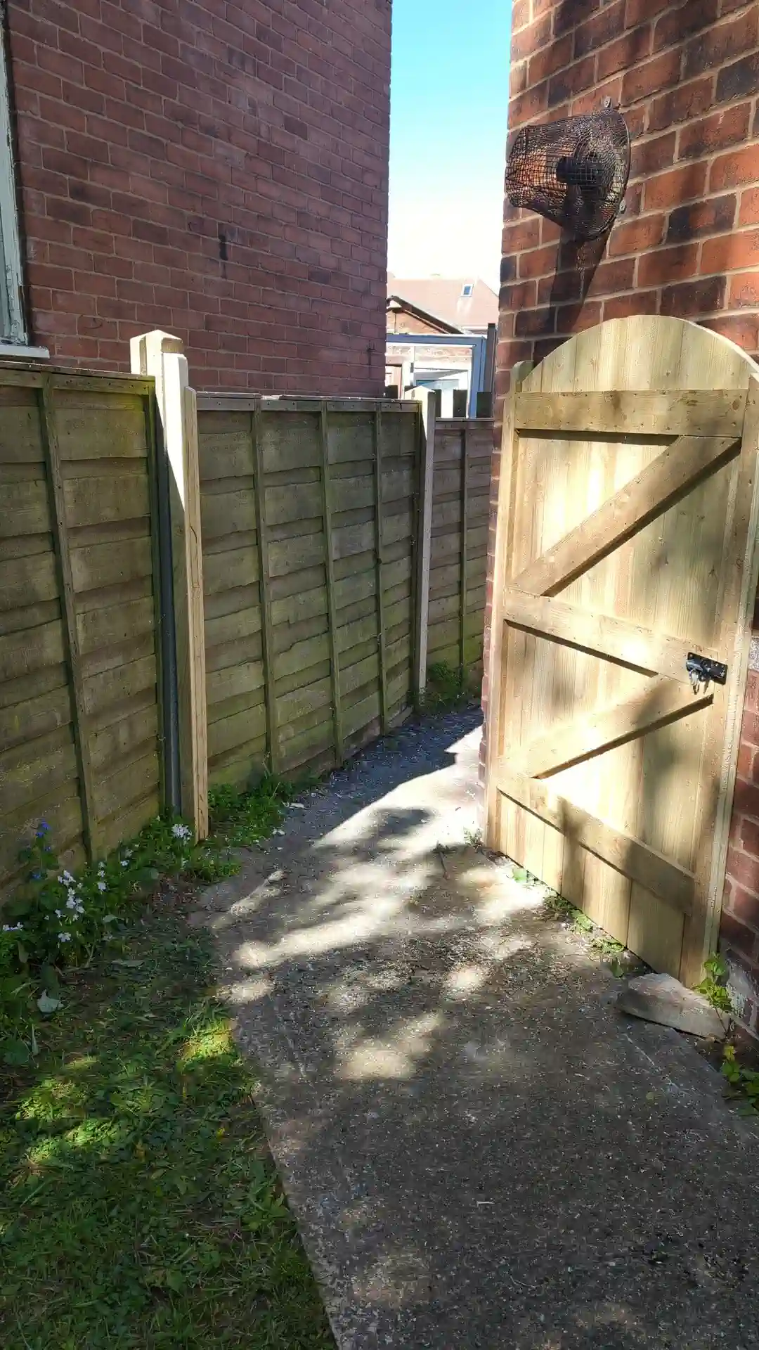 Arched garden gate built from 4x1 tanalised timber