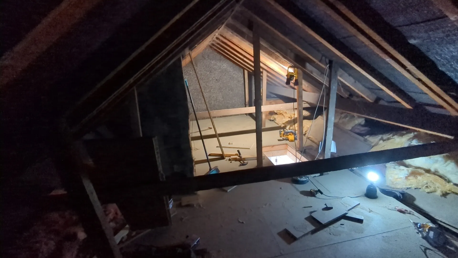 18mm chipboard loft flooring being laid over new timber joists in South Kirkby