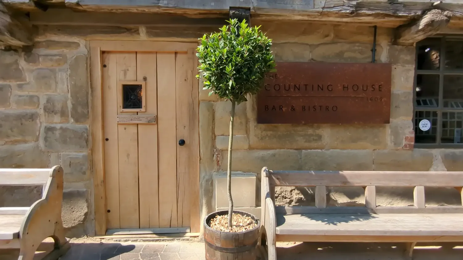 Finished solid oak front door in place at the entrance of The Counting House, Pontefract
