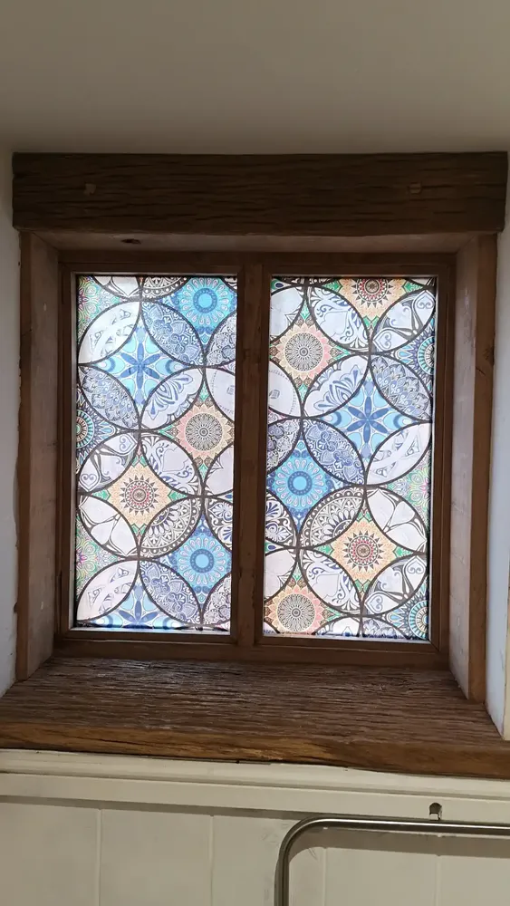 Rustic oak internal window surround with oak reveals, lintel and window board at The Counting House